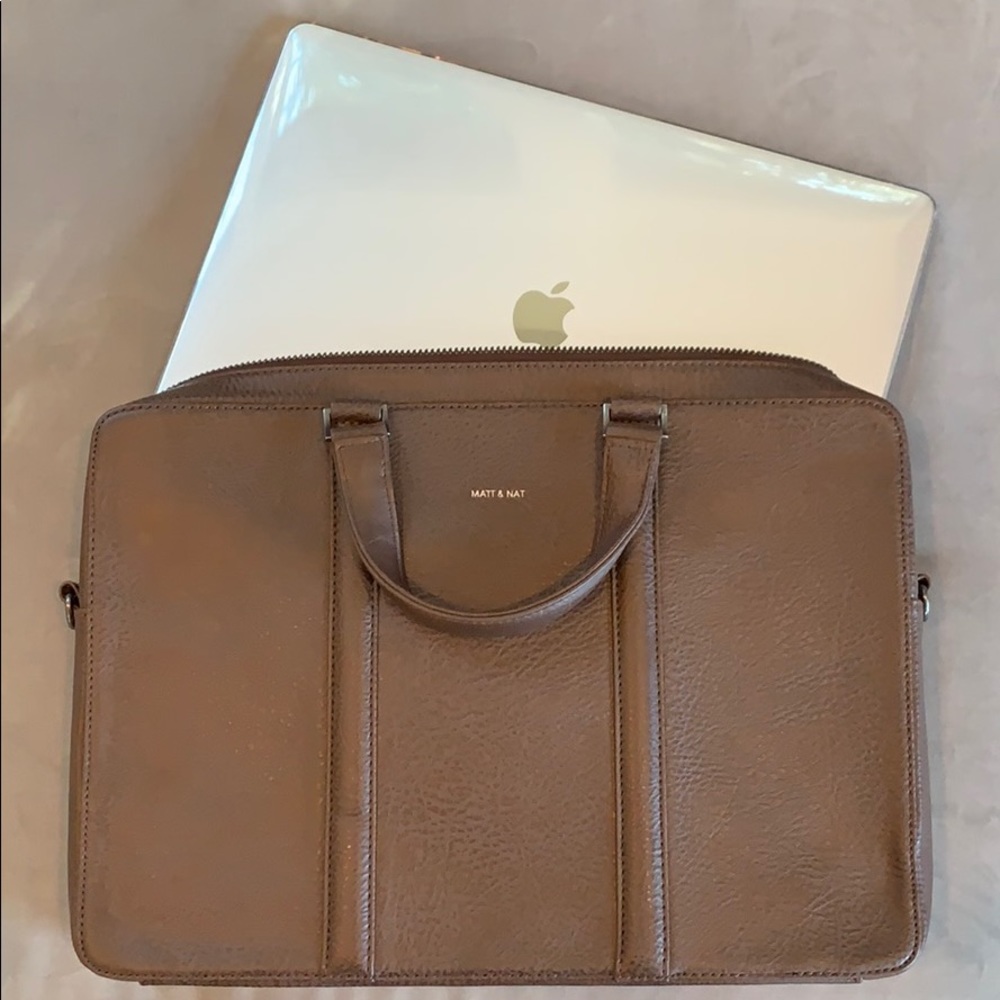 MATT & NAT Brown Laptop Crossbody Bag Briefcase